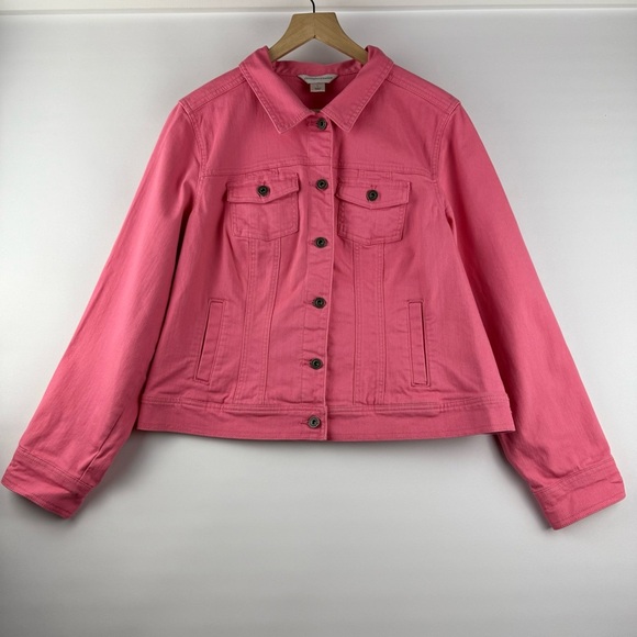 Christopher & Banks Women’s Large Pink Denim Jacket - Picture 2 of 8